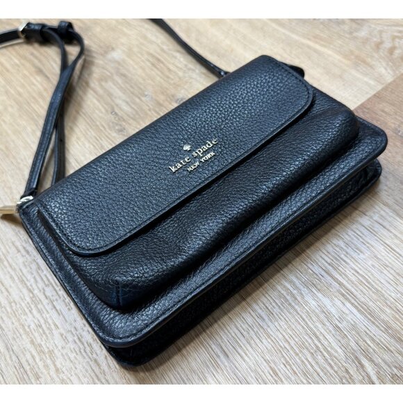 Kate Spade Leila Small Pebbled Leather Crossbody Black - Picture 7 of 7